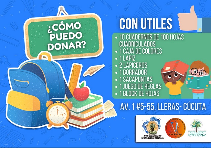 Los útiles escolares se pueden donar en especie. / Cortesía/ La Opinión 