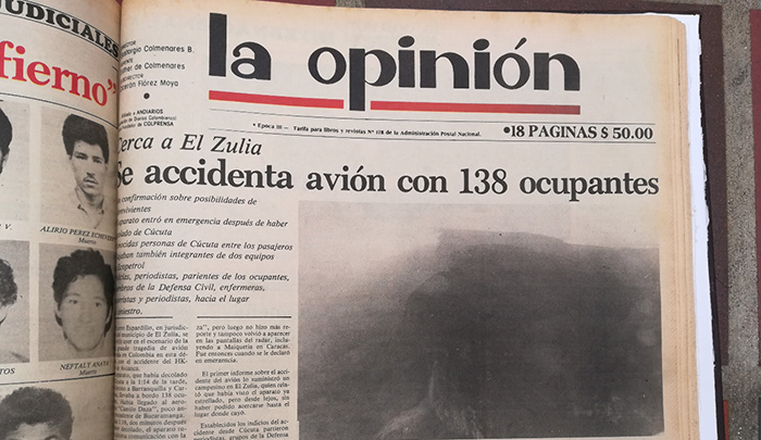 Cubrimiento del accidente del Boeing HK-1716 de Avianca
