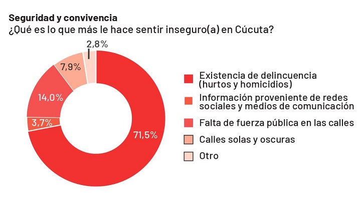 La mayoría de cucuteños le temen a los hurtos y homicidios. / Gráfico: La Opinión 