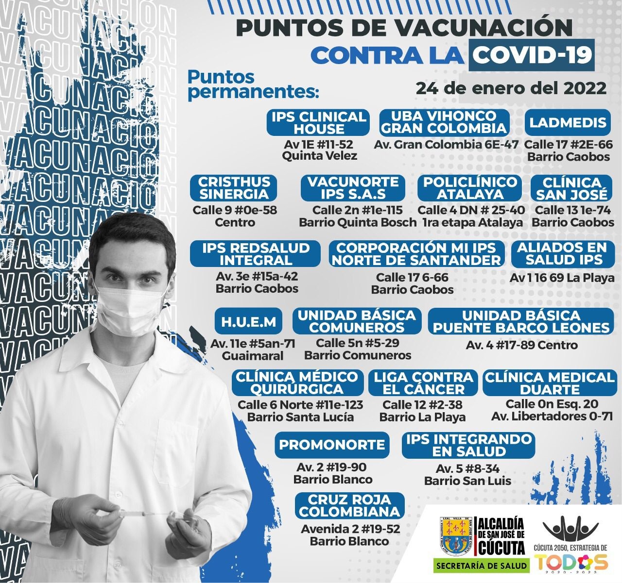 En estos puntos están aplicando solo primeras y segundas dosis./Foto: cortesía