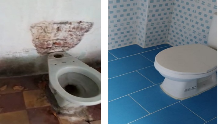 Remodelación de la batería sanitaria del salón comunal del barrio La Victoria. / Foto: Cortesía / La Opinión 