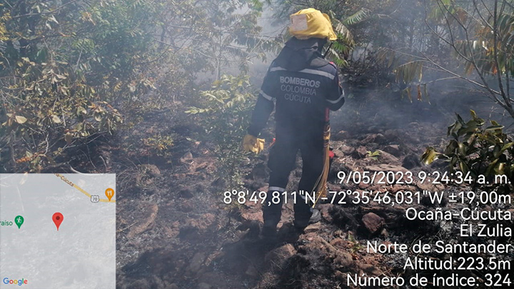 Incendio forestal presentado en la Ye de Astilleros, municipio de El Zulia