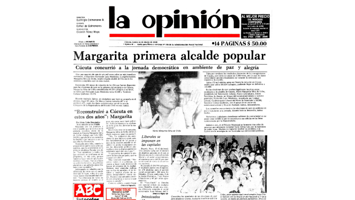 Margarita Silva fue la primera alcaldesa elegida por voto popular. 
