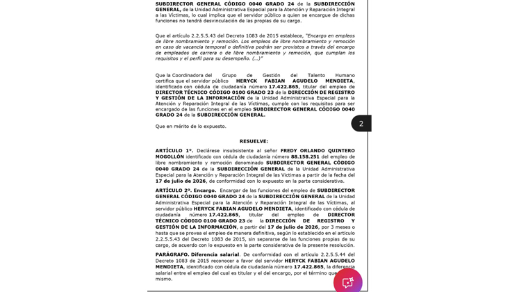 ​Sale de la Unidad de Víctimas el exalcalde de Chitagá señalado por presuntos nexos con el Eln