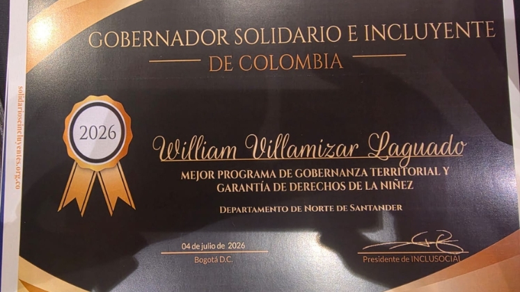 William Villamizar, premio a gobernador solidario e incluyente 2026. Foto: cortesía.
