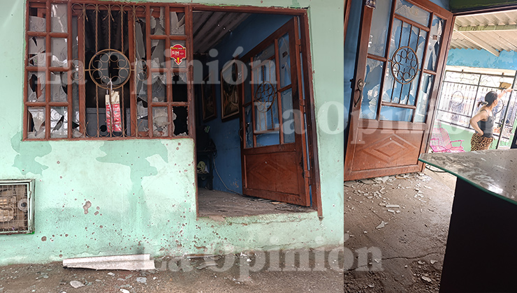 El techo y los ventanales de la vivienda quedaron destruidos por la onda explosiva.Foto: Leonardo Oliveros-La Opinión