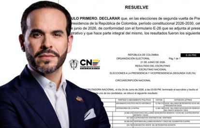 CNE declara presidente electo a Abelardo de la Espriella y ratifica ventaja de 251.854 votos sobre Iván Cepeda