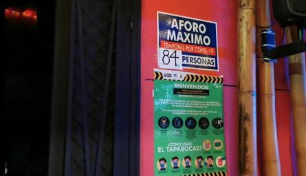 Aforo máximo en los locales.