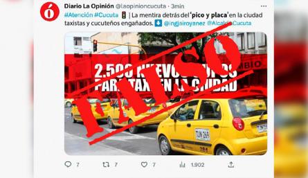 Noticia falsa de taxis en Cúcuta