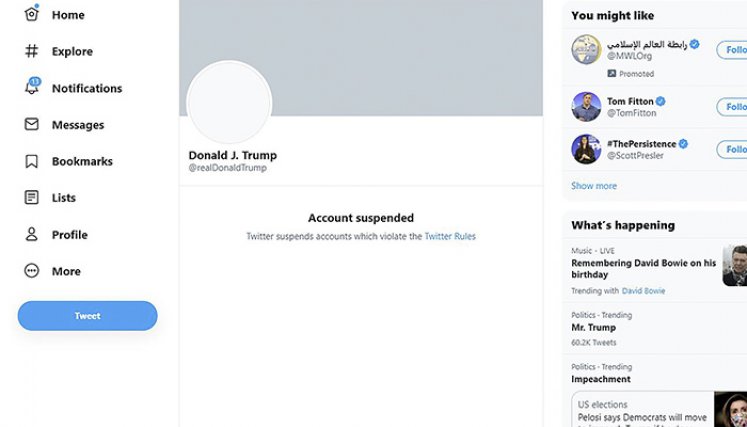 La decisión de Twitter fue tomada dos días después de que partidarios de Trump irrumpieran en el Capitolio de Washington en donde protagonizaron enfrentamientos con los agentes de seguridad y vandalizaron el edificio./ Foto:AFP