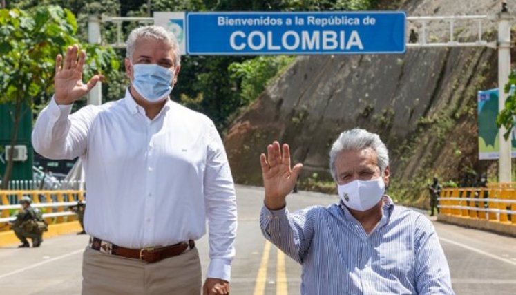 Los mandatarios se reunieron en la frontera con Ecuador./ Foto:Colprensa