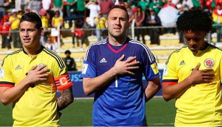 James Rodríguez, David Ospina y Juan Guillermo Cuadrado.