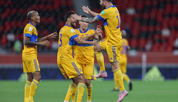 Los jugadores de Tigres festejan la clasificación a la semifinal del Mundial de Clubes. 