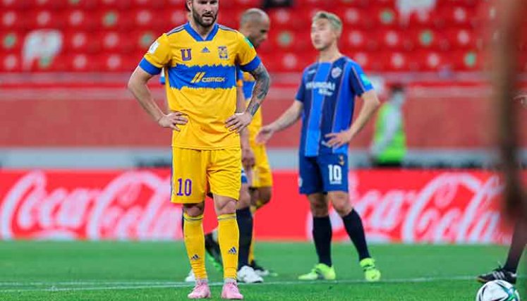 André Pierre-Gignac anotó un doblete en la victoria de su equipo Tigres ante el Ulsain Hyundai. Foto; AFP