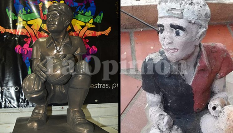 Estatua restaurada del guardameta Daniel Antolinez, nacido en febrero de 1911 en el barrio El Callejón, en Cúcuta./ Pablo Castillo/La Opinión