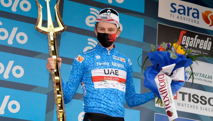 Tadej Pogacar, ganador de la Tirreno Adriático 2021. AFP