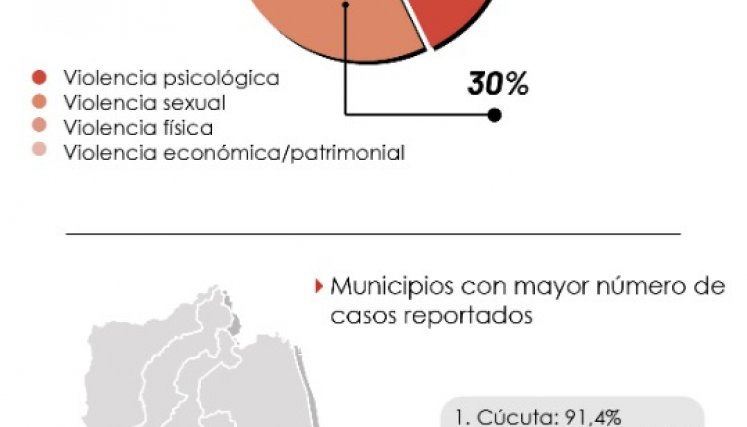 Gráfico sobre los porcentajes de las violencias más recurrentes. 