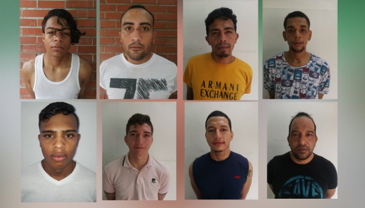 Alexander Piña, Jhonatan Aguilar, José Hernández, José Padilla, Ross Deans, Yesid Alexander Ortigui y Yeison Blanco. / Foto: Policía Nacional