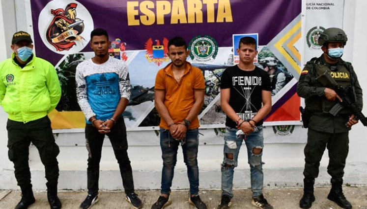 Jefferson José Ceballos, alias Ozuna, Franklin Javier Díaz y Yuber Bautista Arenas.