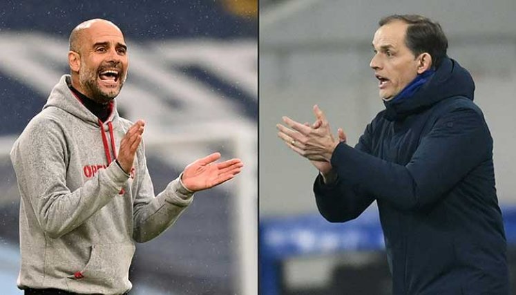 Josep Guardiola (izquierda) DT del Manchester City y Thomas Tuchel, DT del Chelsea 