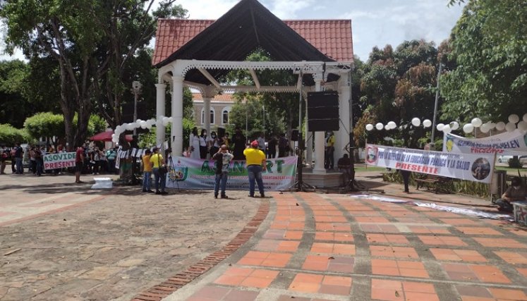En el parque Colón se reunieron las organizaciones sociales en honor al primer mes del paro nacional./Foto: Paola Ríos - La Opinión
