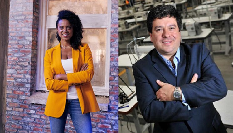 Hanoi Morillo, inversionista y socia de LA7EM en Latinoamérica, y Miguel Caballero, emprendedor y empresario colombiano. / Foto: Cortesía