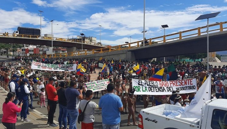 Indígenas Barí marchan en Cúcuta./Foto: La Opinión