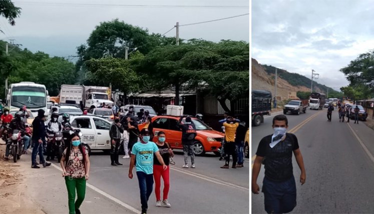 El nuevo punto de protesta es en la vía Cúcuta-El Zulia, a la altura del puente Mariano Ospina Pérez. Muchos pasajeros del transporte público han tenido que hacer transbordo y movilizarse a pie ante la interrupción del paso.  / Foto: Defensoría del Pueblo