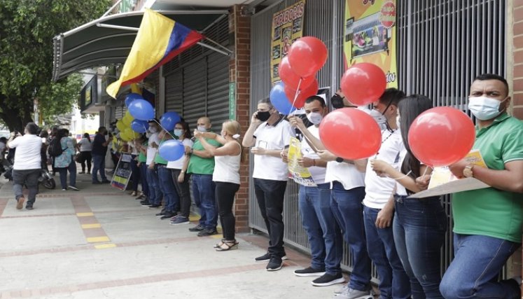 Plantón de peleteros por falta de insumos en Cúcuta./Foto: Alfredo Estévez - La Opinión