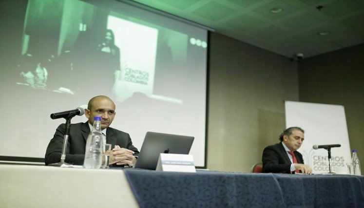 La Unión Temporal Centros Poblados dio una rueda de prensa sobre la ejecución, planeación e inversión del proyecto Centro Digitales del Mintic, con el apoderado judicial de la UT Centros Poblados, Jorge Pina Ricci y el representante legal Luis Fernando Duque. /Colprensa
