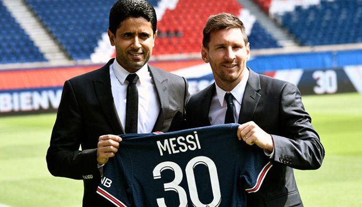 Presidente del PSG junto a Lionel Messi. 