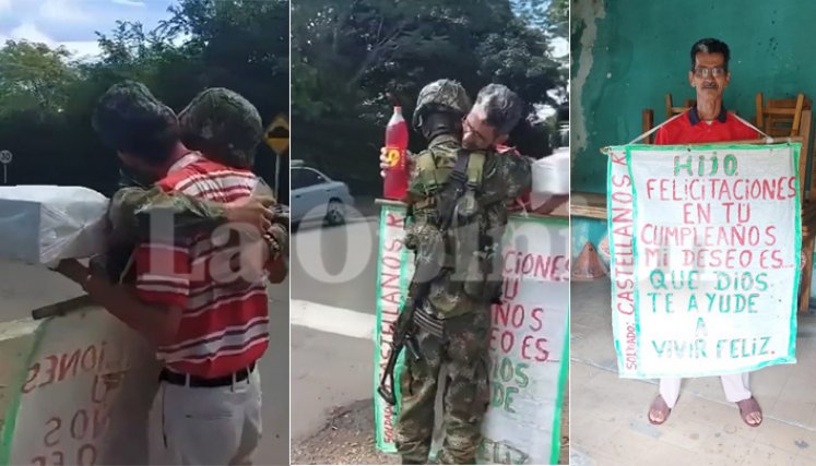 Soldado recibió una gran sorpresa de su padre.