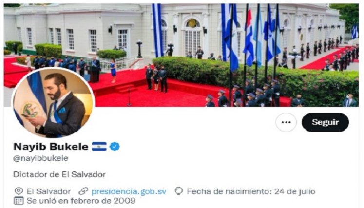 Bukele ironiza y se autodenomina "Dictador de El Salvador" en Twitter./Internet