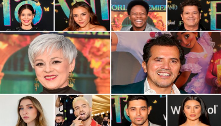 Los actores que hacen las voces en el animado Encanto de Disney.