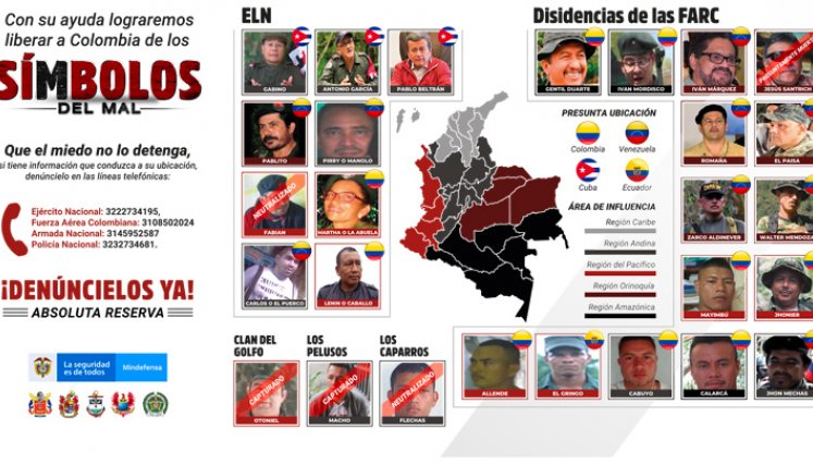 La lista de los más buscados del país quedó con nuevos nombres en primer renglón: Gabino, Gentil Duarte y ‘La Abuela’. / Foto: Colprensa
