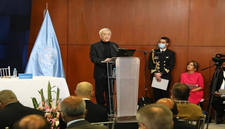 El presidente de la Comisión de la Verdad, Francisco de Roux, durante su intervención en el acto conmemorativo de la firma de la paz. /Colprensa