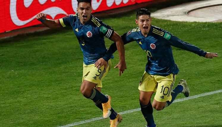 Falcao y James Rodríguez, en la Selección Colombia. 