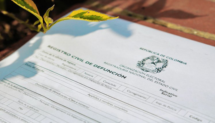 Registro de defunción.