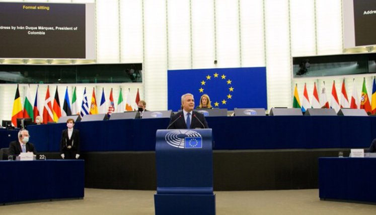  El presidente Iván Duque Márquez intervino ante el Parlamento Europeo en Estrasburgo. / Foto: Colprensa 