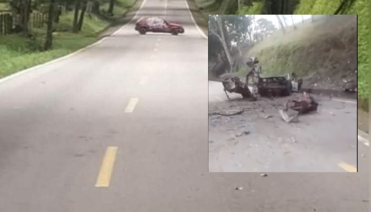 Carro abandonado en la vía a Sardinata fue detonado por el Ejército.