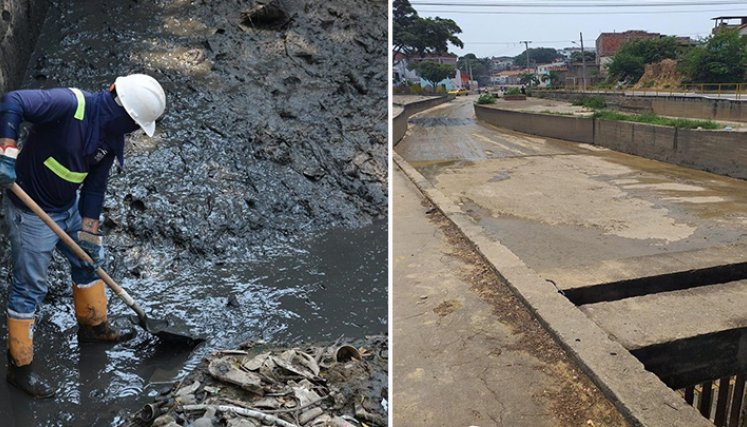 Sacaron 170 toneladas de basura del desarenador la Cabrera en Cúcuta./Foto: cortesía