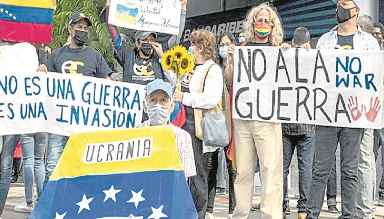 La oposición venezolana protestó por la invasión de Rusia a Ucrania./ Foto Cortesía