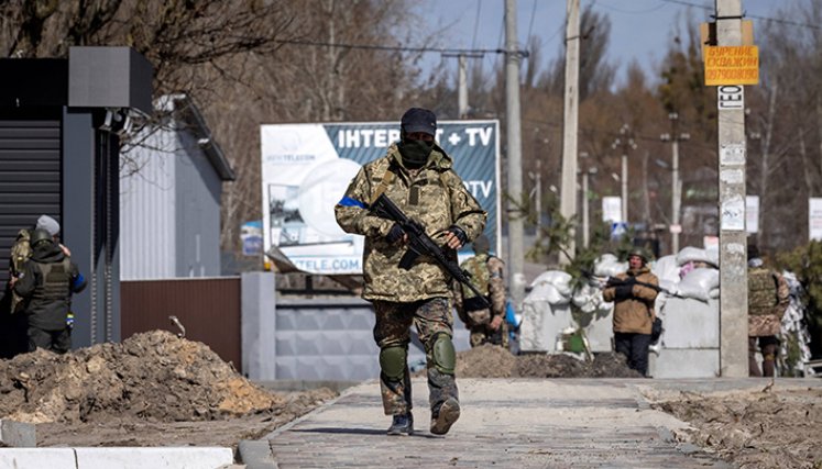 Militares en Kiev, Ucrania.