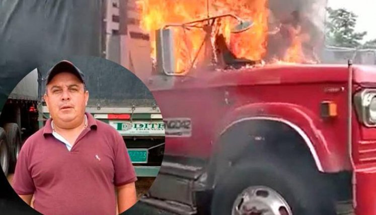 Quema de camión por el paro armado