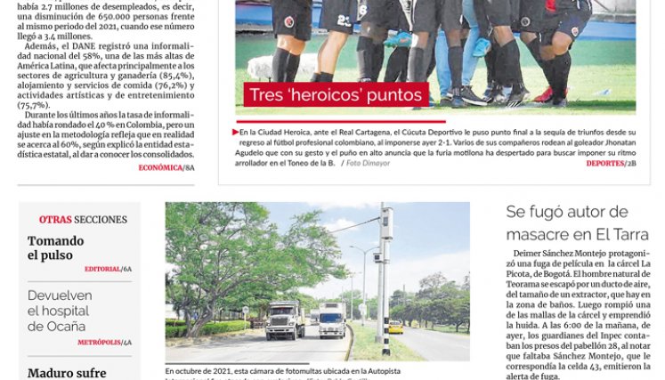 Portada del sábado, 30 de julio de 2022