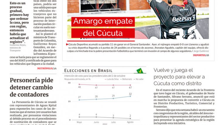 Portada impresa del 22 de agosto de 2022