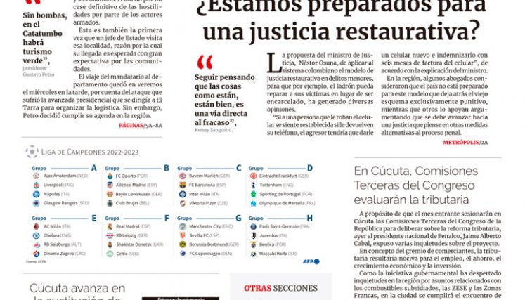 Portada del viernes 26 de agosto de 2022