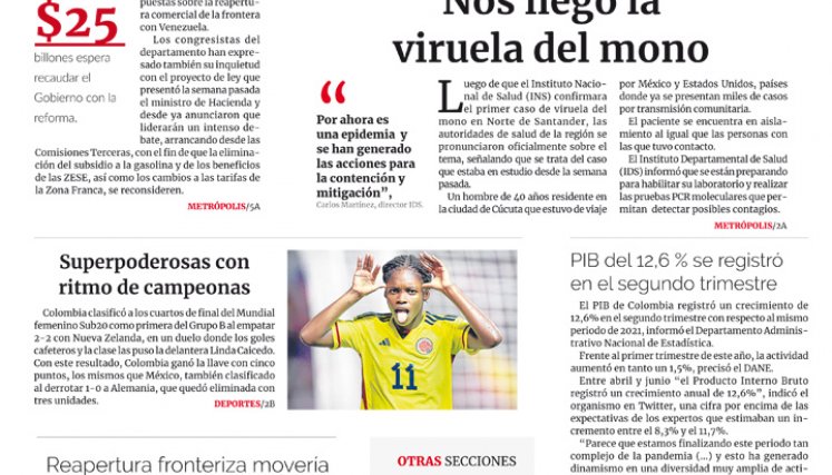 Portada del miércoles 17 de agosto de 2022