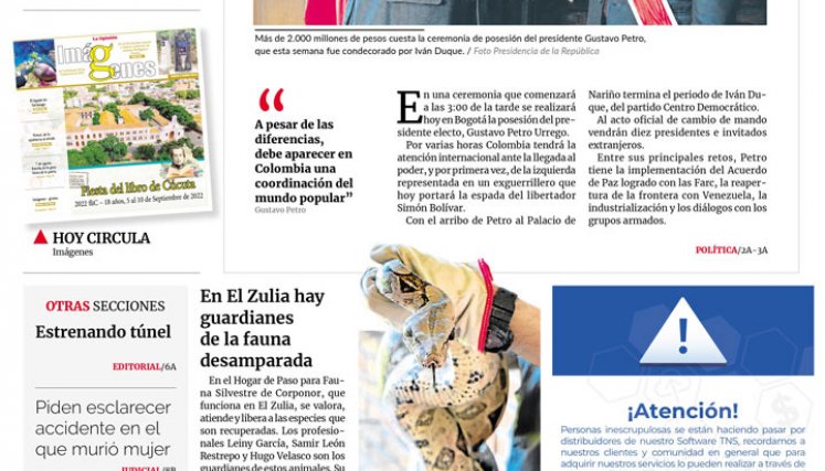 Portada del domingo, 7 de agosto de 2022
