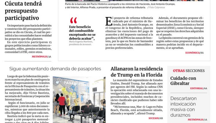 Portada del martes, 9 de agosto de 2022